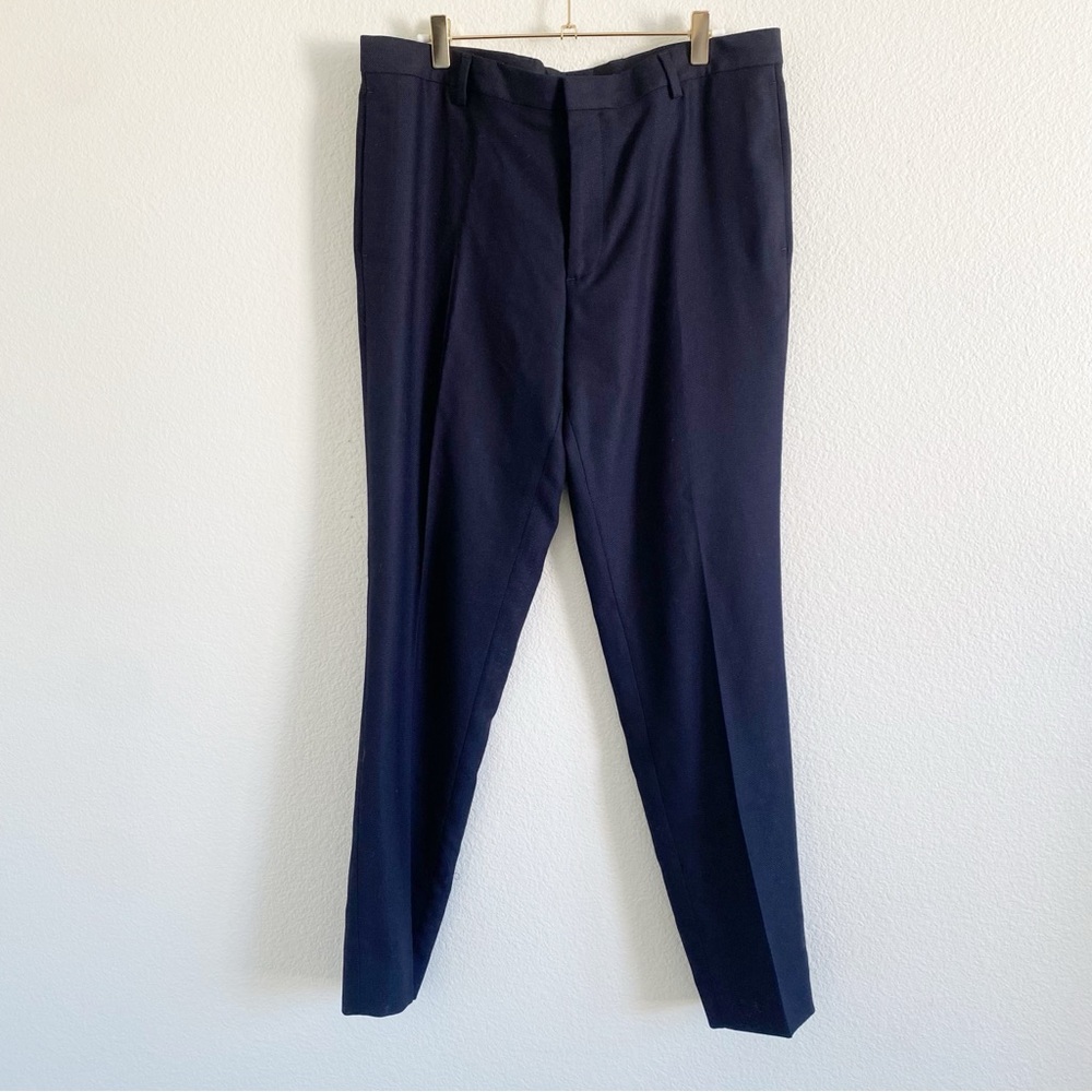COS Men's 100% Wool Navy Blue Straight Leg Trousers Pants 34R